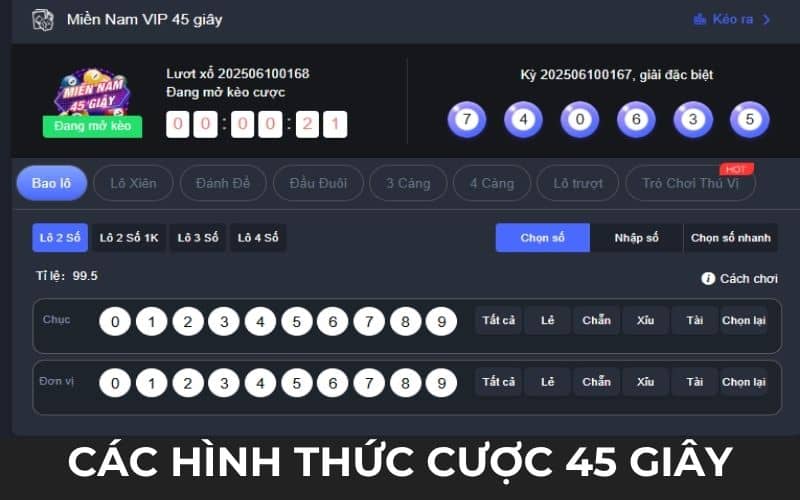 Các hình thức cược xổ số 45 giây tại XOSO66 Các hình thức cược xổ số 45 giây tại XOSO66