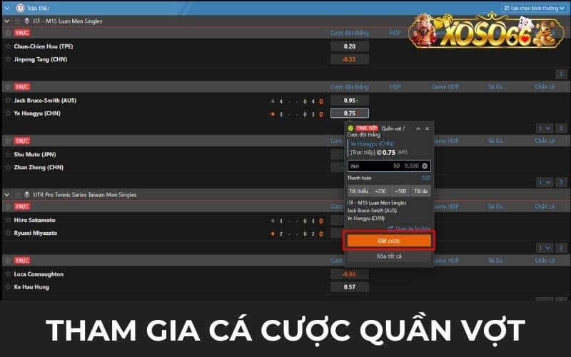 Tham gia cá cược quần vợt tại thể thao XOSO66 Tham gia cá cược quần vợt tại thể thao XOSO66