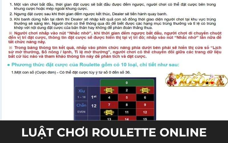 Luật chơi trong Roulette online tại casino XOSO66 Luật chơi trong Roulette online tại casino XOSO66