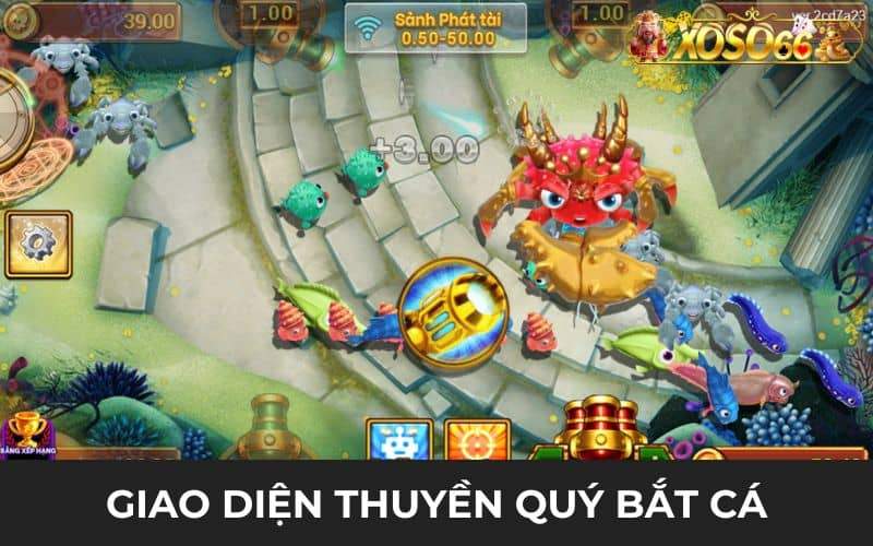Giao diện trò chơi Thuyền Quý Bắt Cá có đầy đủ các nút bấm Giao diện trò chơi Thuyền Quý Bắt Cá có đầy đủ các nút bấm